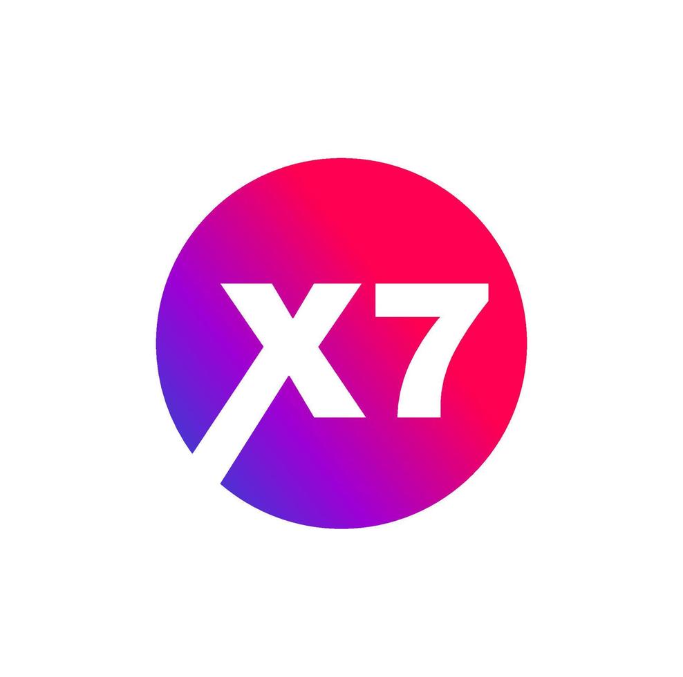 X7 brand vector icon. X7 on round monogram.