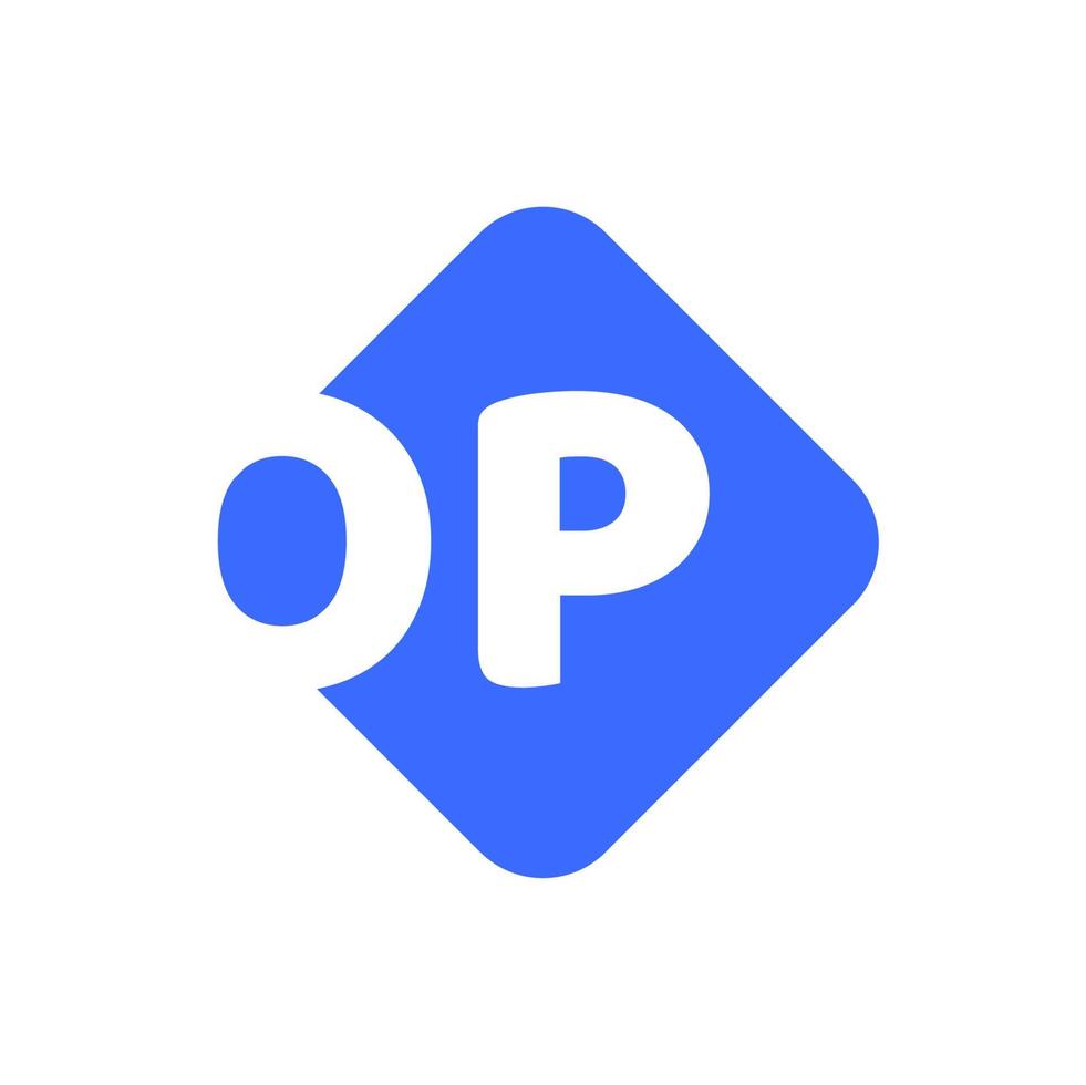 OP company name initial letters monogram. Op letters icon. vector