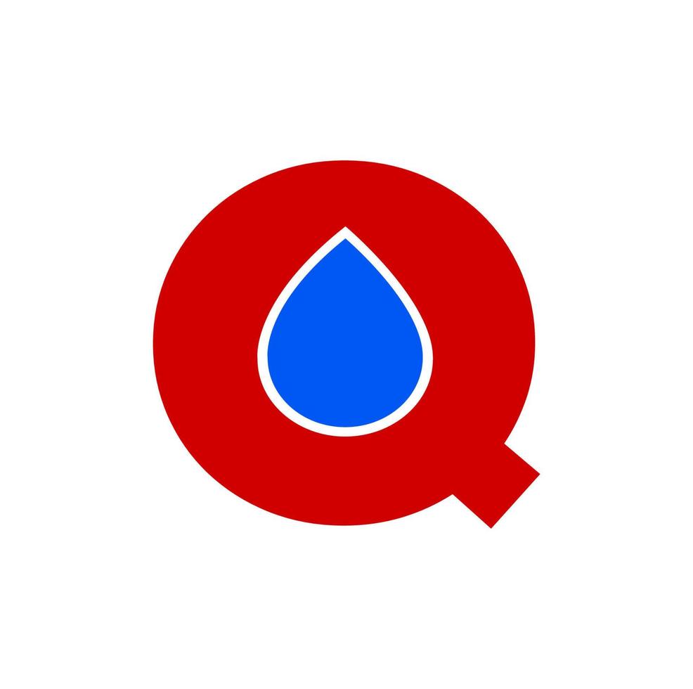 Q with water drop monogram. vector