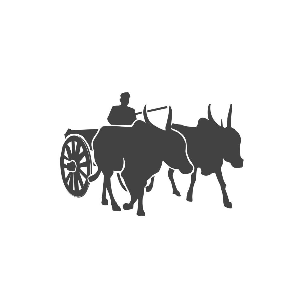 bull cart with farmer vector. kharata vector. vector