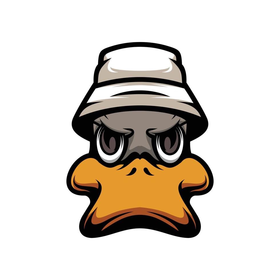 Duck Buckethat Mascot Logo Design vector