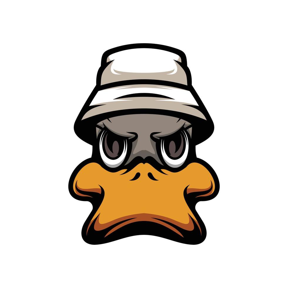 Pato sombrero de copa mascota logo diseño vector