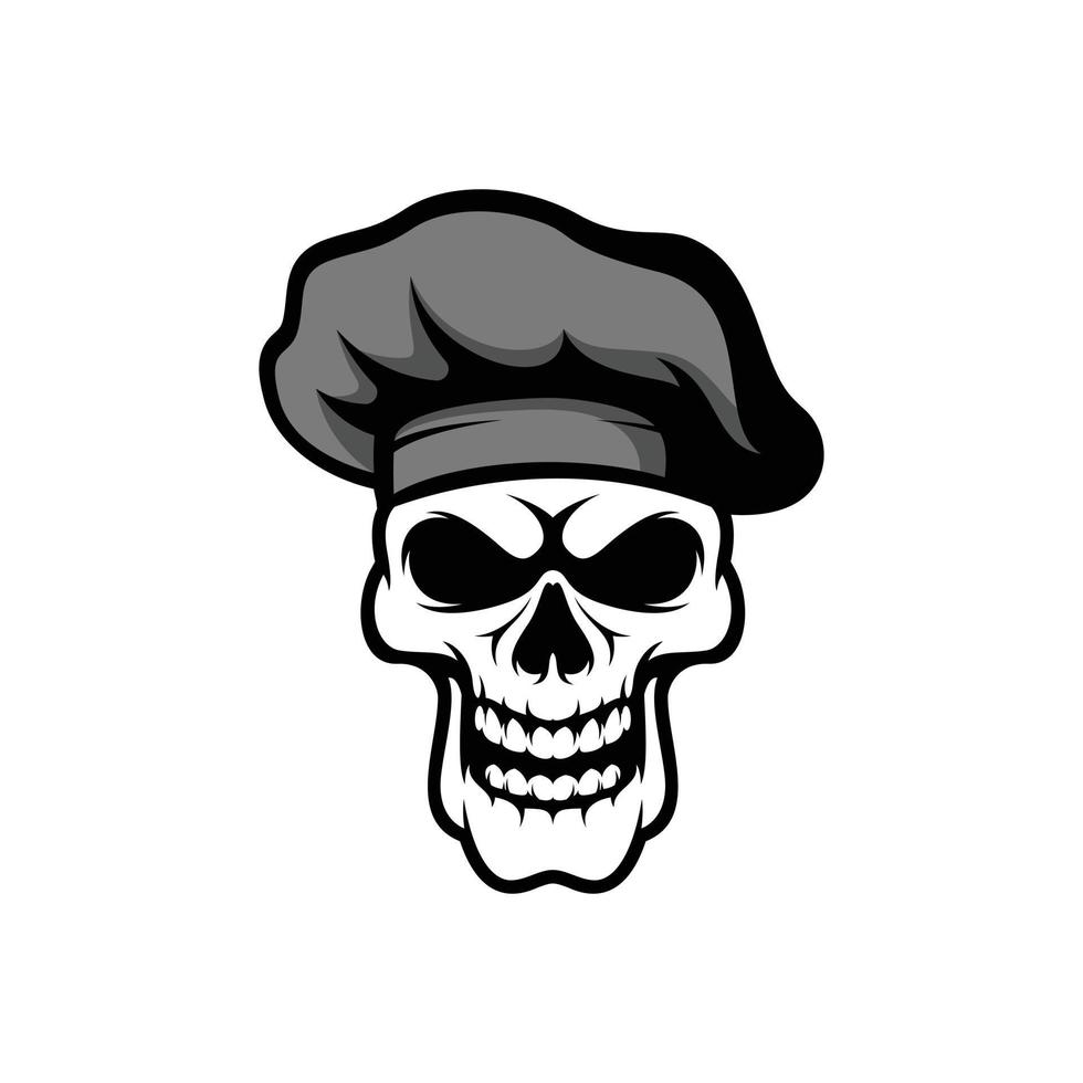 Skull Chef Logo Design Vector