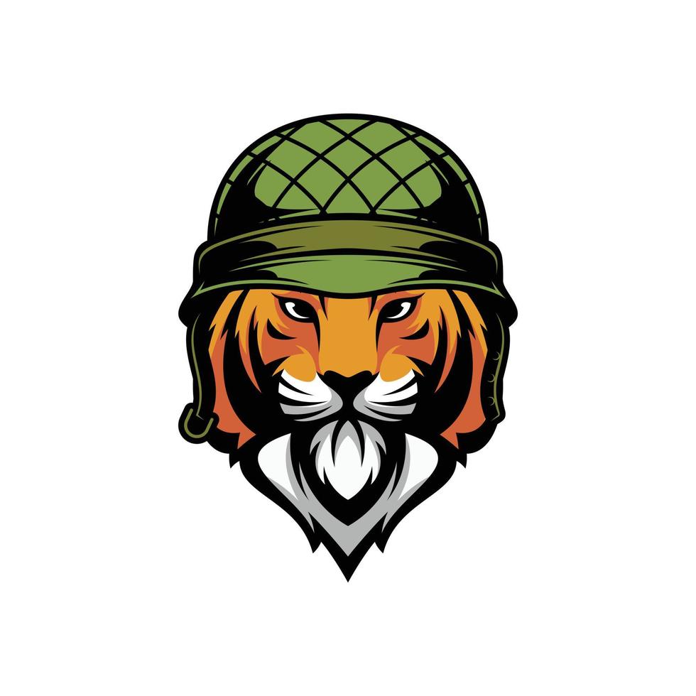 Tigre soldado mascota logo diseño vector