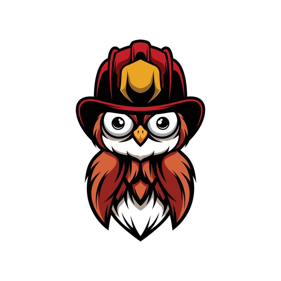 búho bombero mascota diseño vector