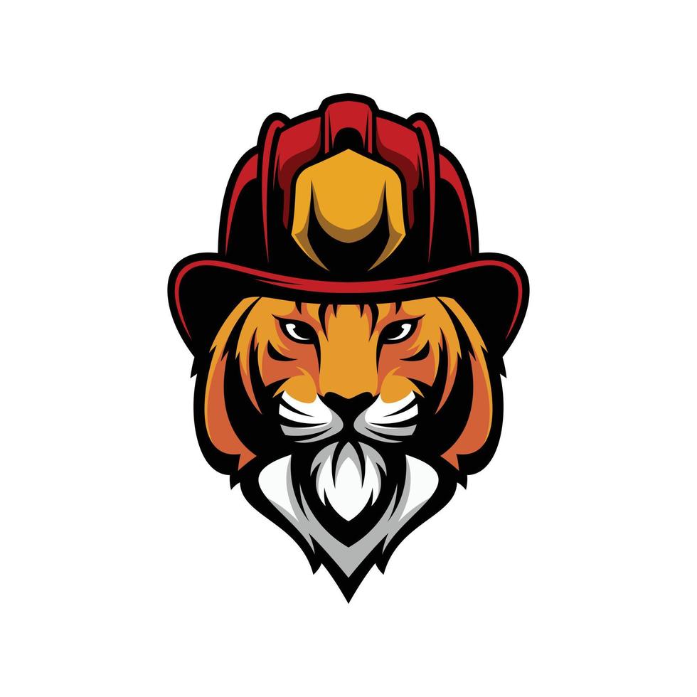 Tiger Firefighter Mascot Logo Design vector