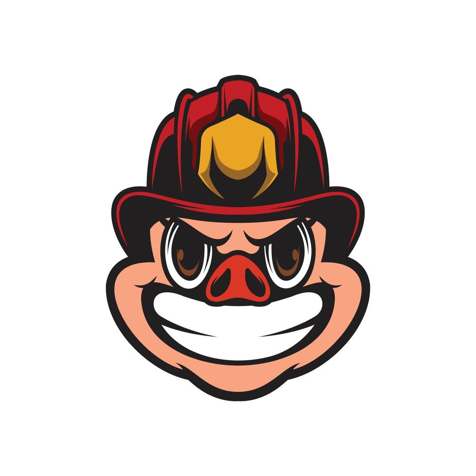 Pig Firefighter Mascot Design Vector