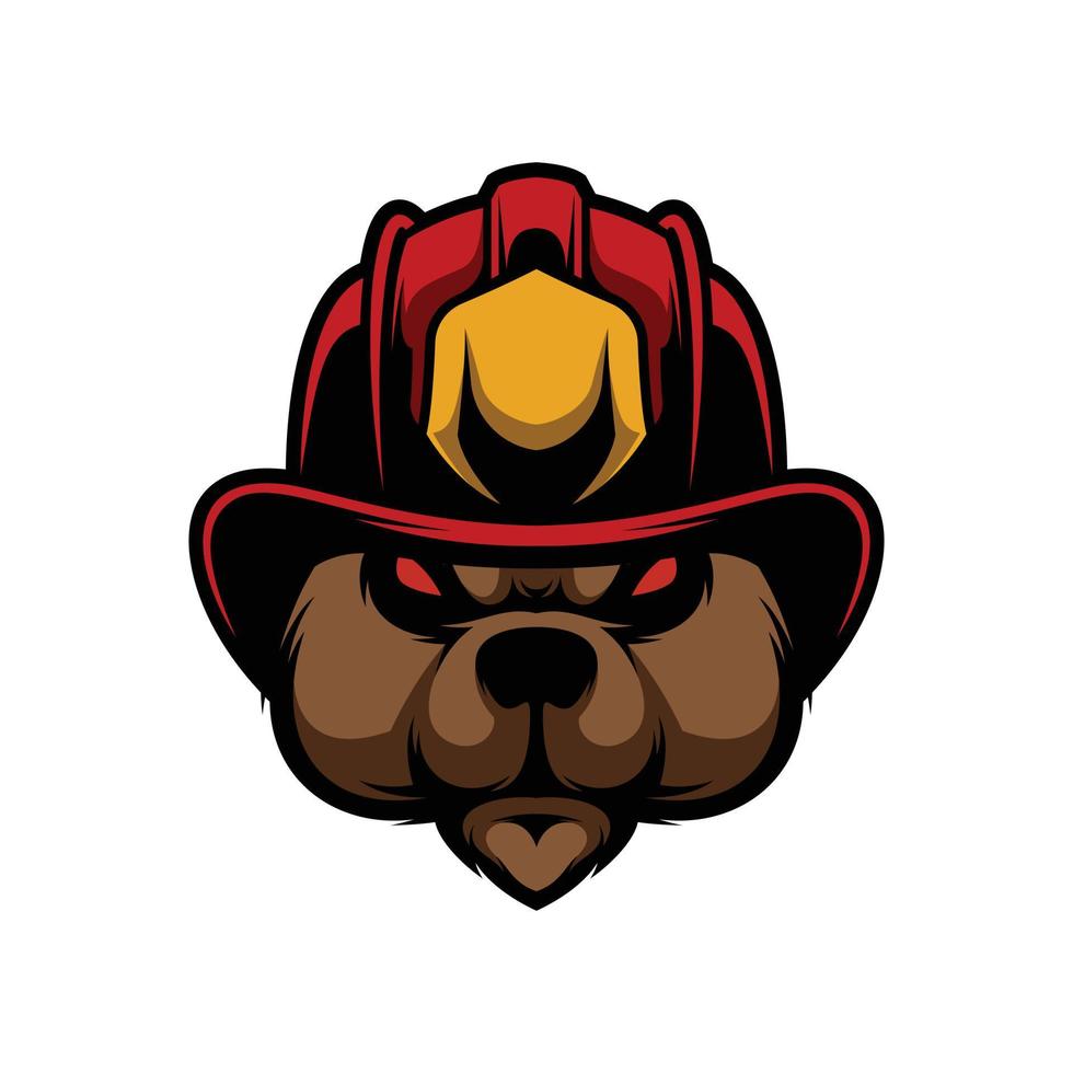 Bear Firefughter Mascot Design Vector