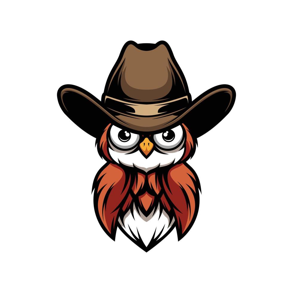 Owl Cowboy Mascot Design Vector