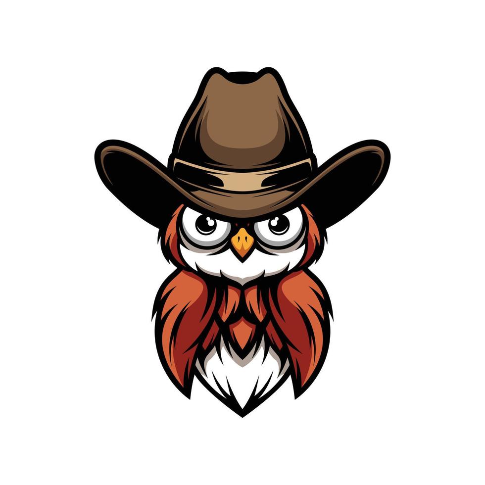 Owl Cowboy Mascot Design Vector