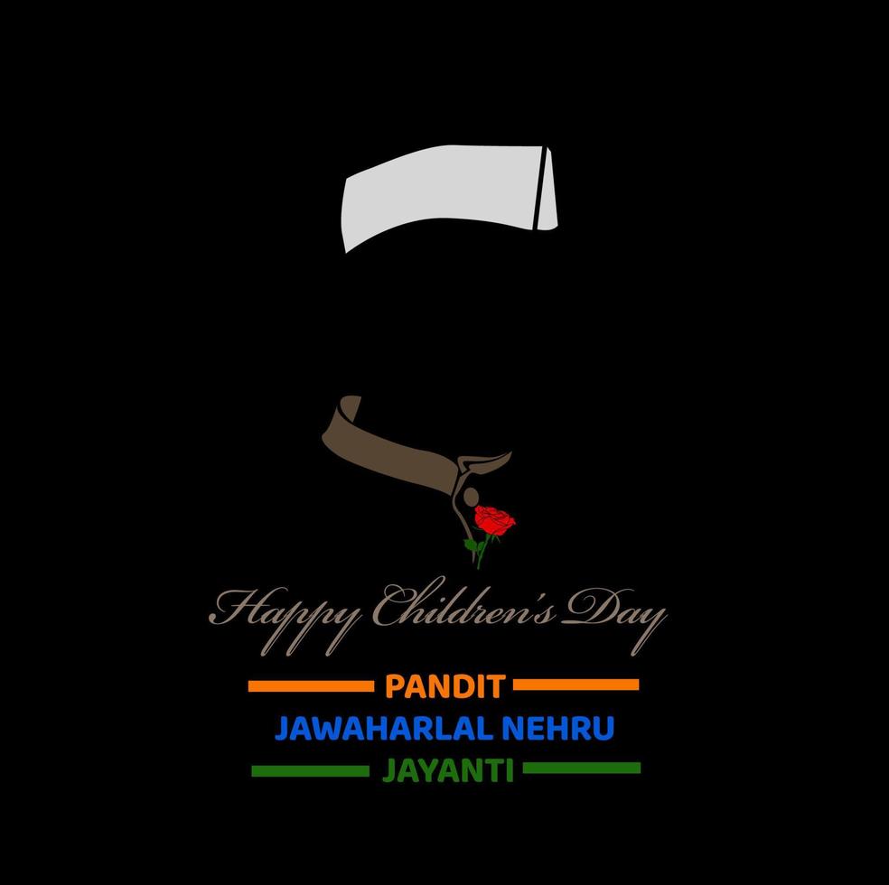Happy Children's day and Pandit Jawaharlal Nehar Jayanti greetings with the face icon of Nehru. vector