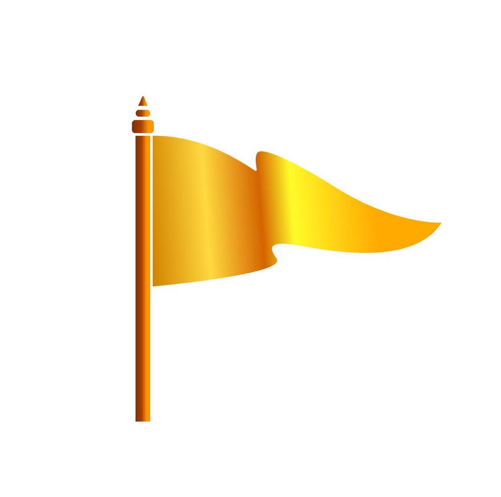 Yellow color flag vector icon on white background.