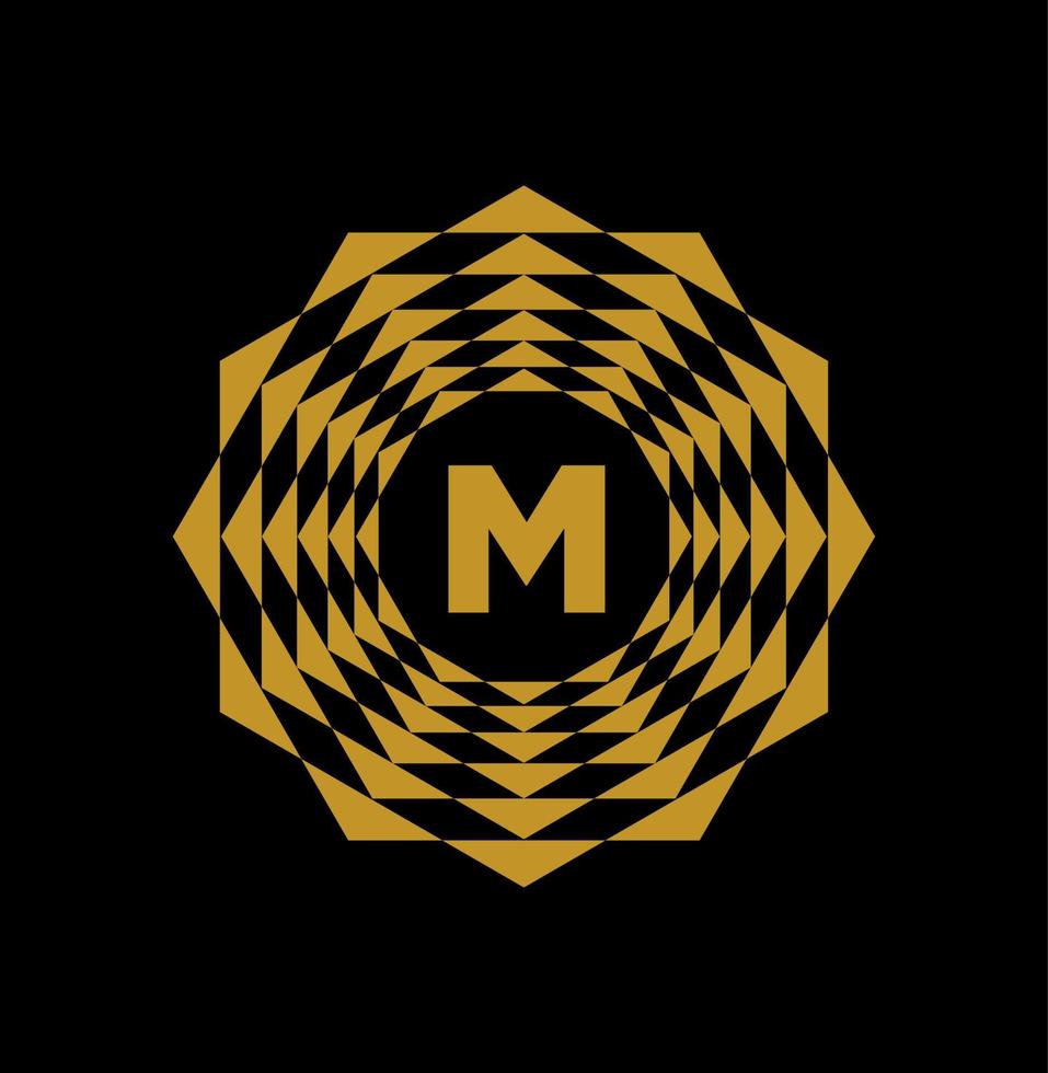 M brand initial letters monogram with golden color. vector