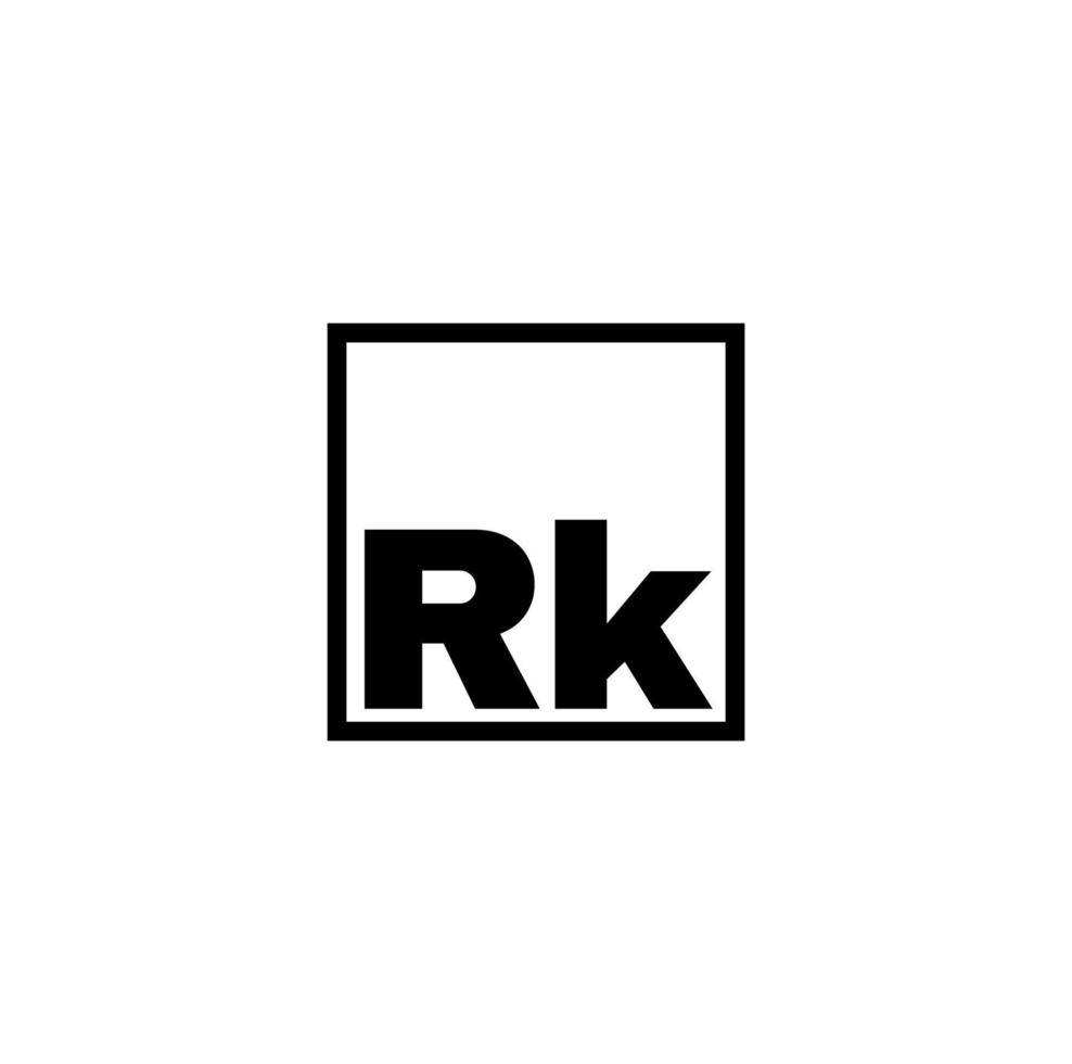 RK brand name icon. RK in square box symbol. vector