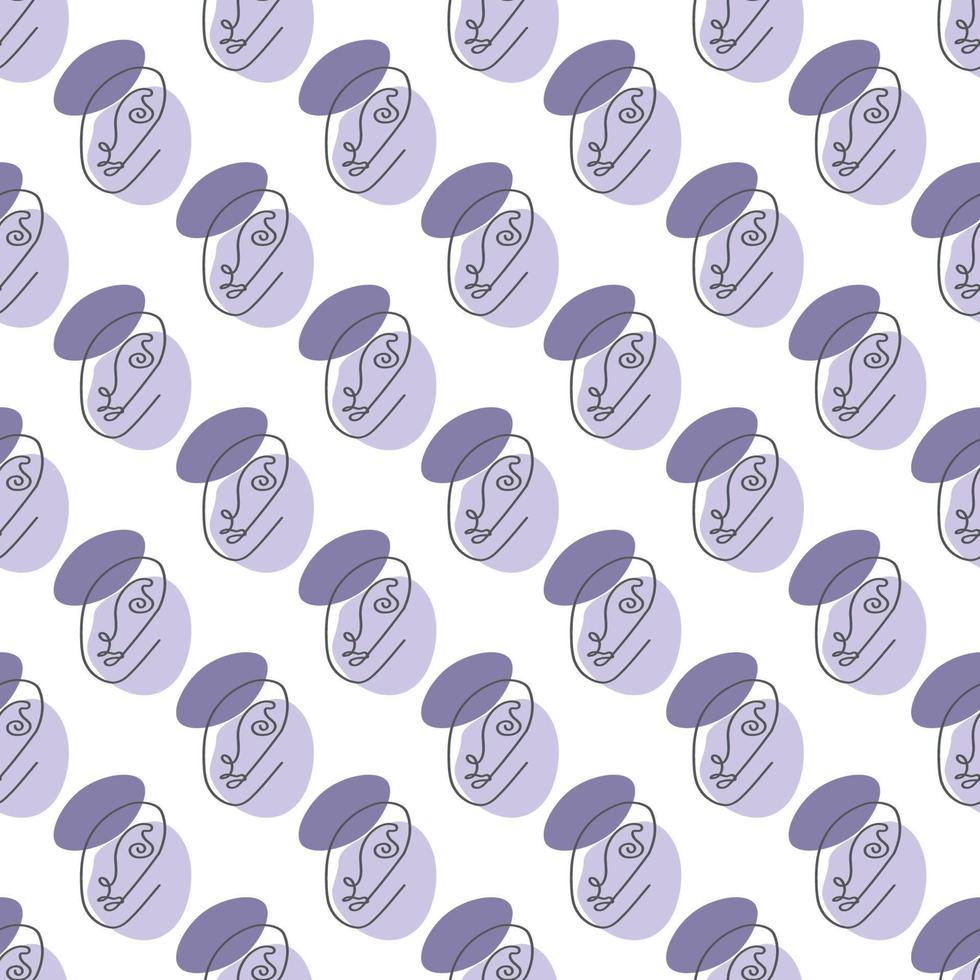 Surreal Faces One Line Seamless Pattern . Abstract Minimalistic Art design for print, cover, wallpaper, Minimal and natural wall art. Vector illustration on white background.