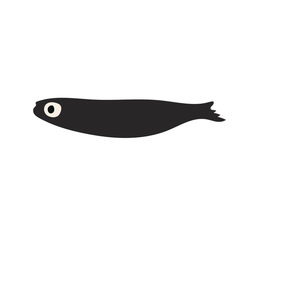 Cute black fish vector illustration icon. Tropical fish, sea fish, aquarium fish