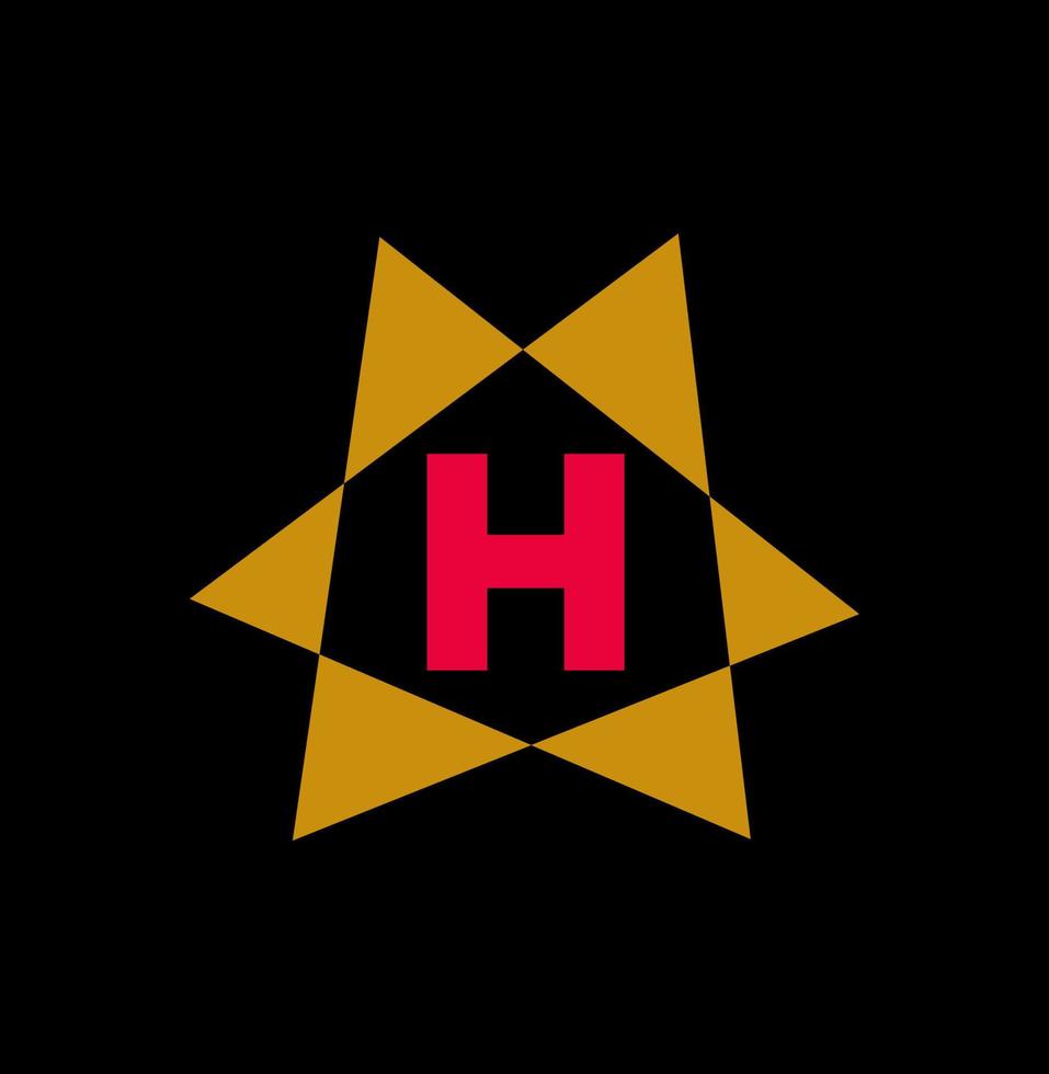 h with six triangles brand name monogram. vector