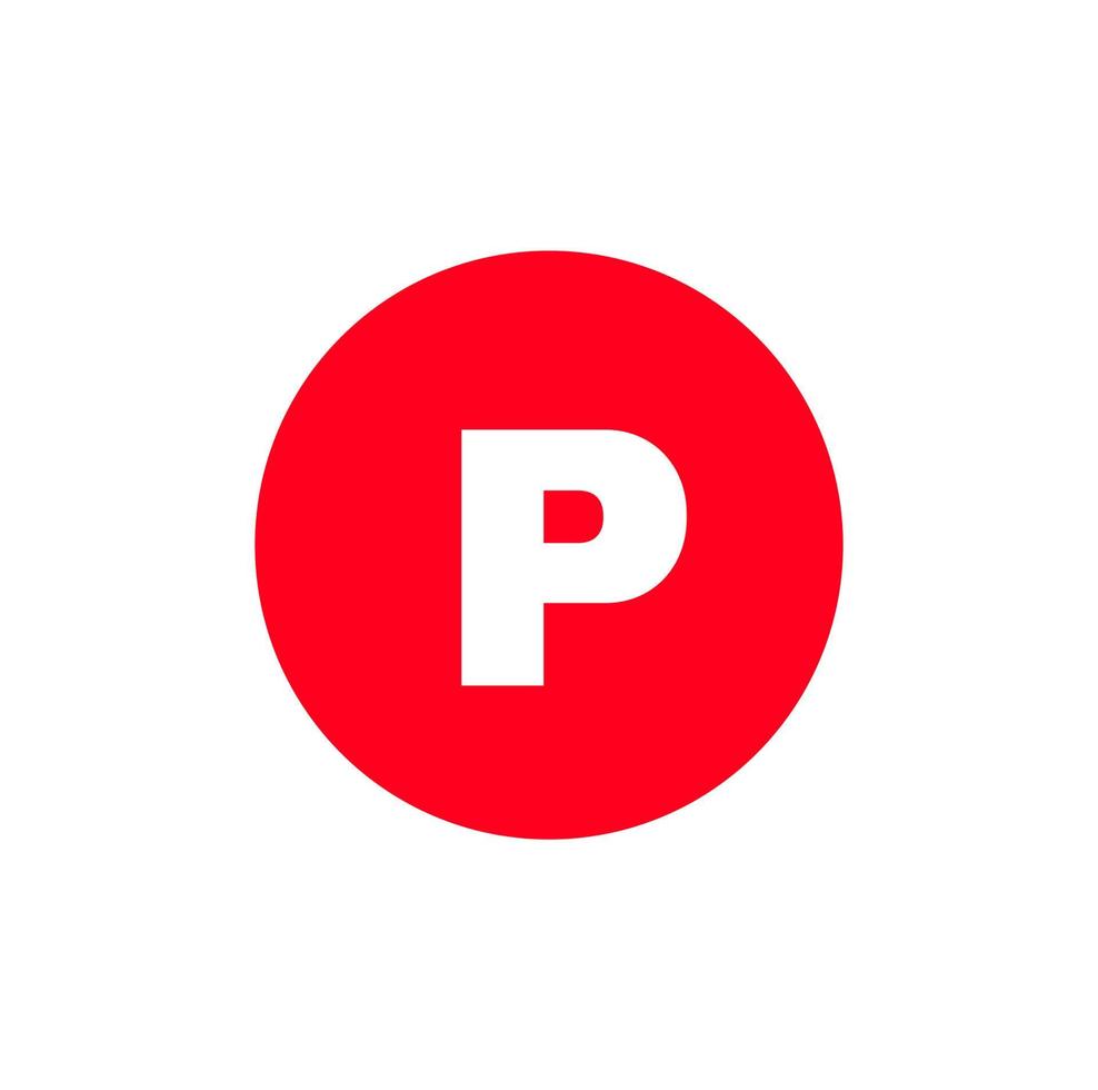 P brand icon monogram. P letter on red round. vector