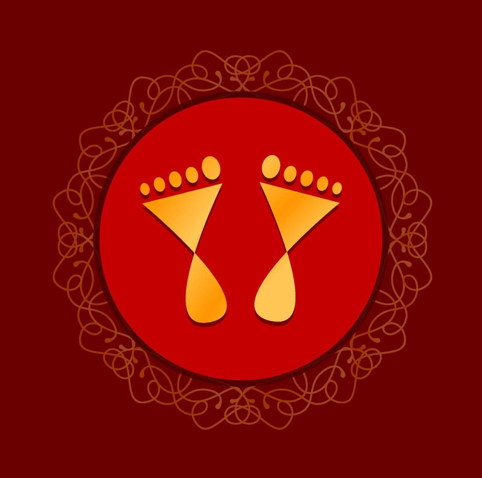 Laxmi footprints vector icon. Golden footprint icon.