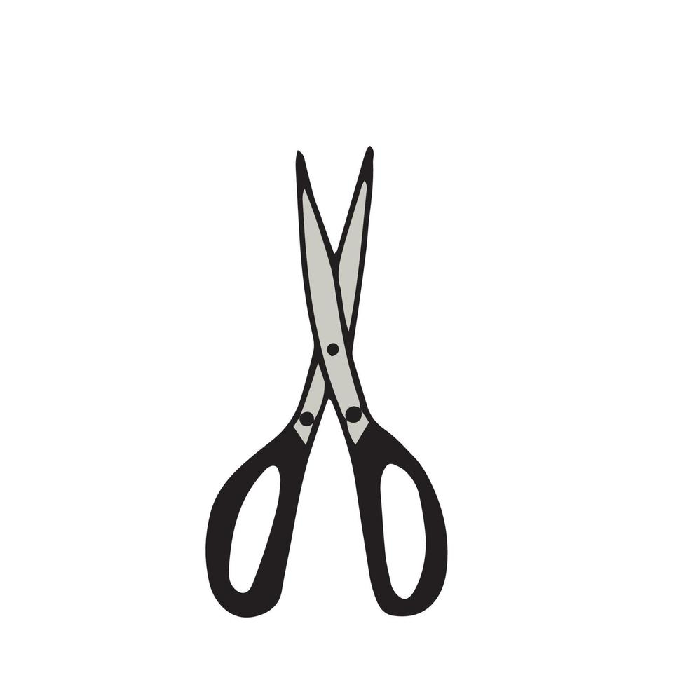 Scissor icon. Hand drawn professional pair of scissors cutting hair or needlework. Craft and scissoring flat creative scissors. Vector illustration