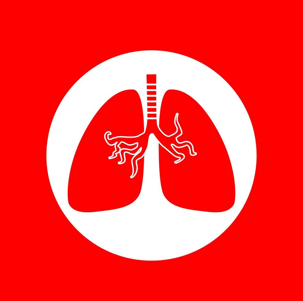 Red lungs vector icon. Lungs vector.