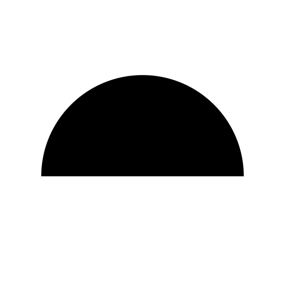 Half Black circle vector icon. Black cut circle.