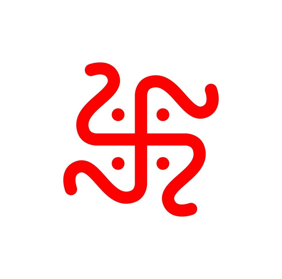 Red handmade swastika icon. Hindu holy sign swastika. vector