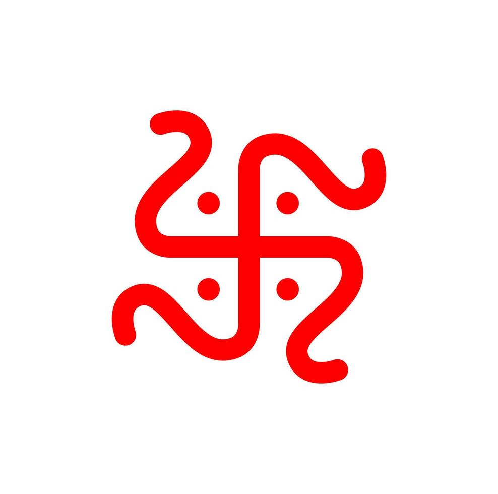 Red handmade swastika icon. Hindu holy sign swastika. vector