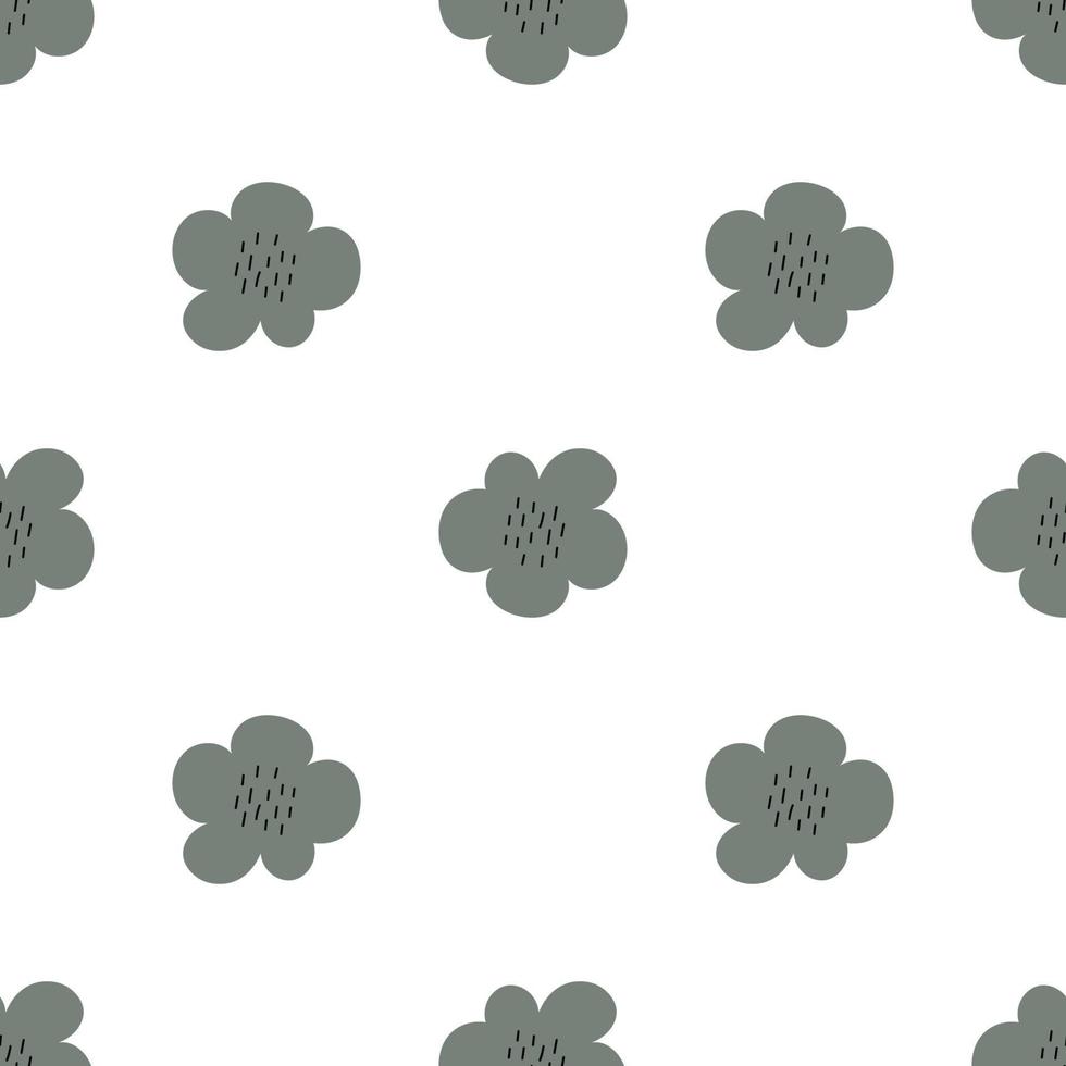 Floral seamless vector pattern with flowers. Spring flora. Simple hand-drawn kids style. Pretty ditsy for fabric, textile, wallpaper. Digital paper in white background
