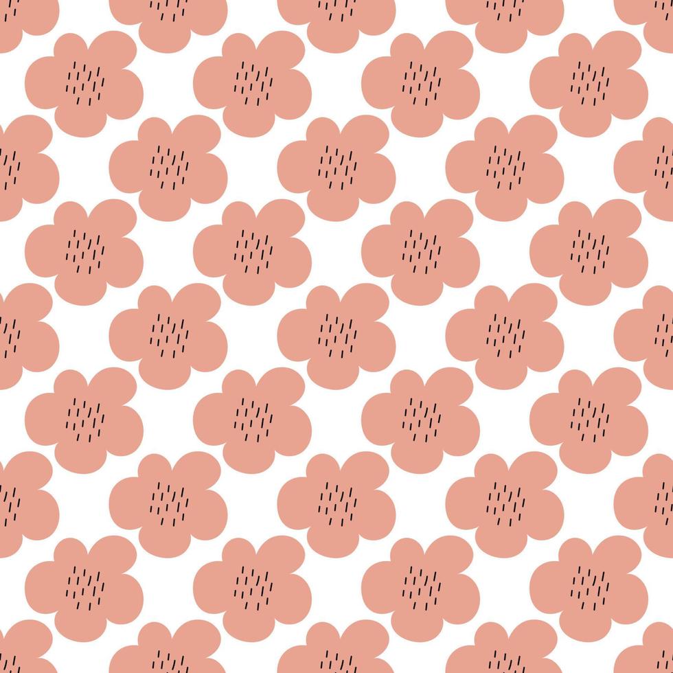 patrón floral vector transparente con flores. flor de primavera estilo infantil simple dibujado a mano. bastante ditsy para tela, textil, papel pintado. papel digital en fondo blanco