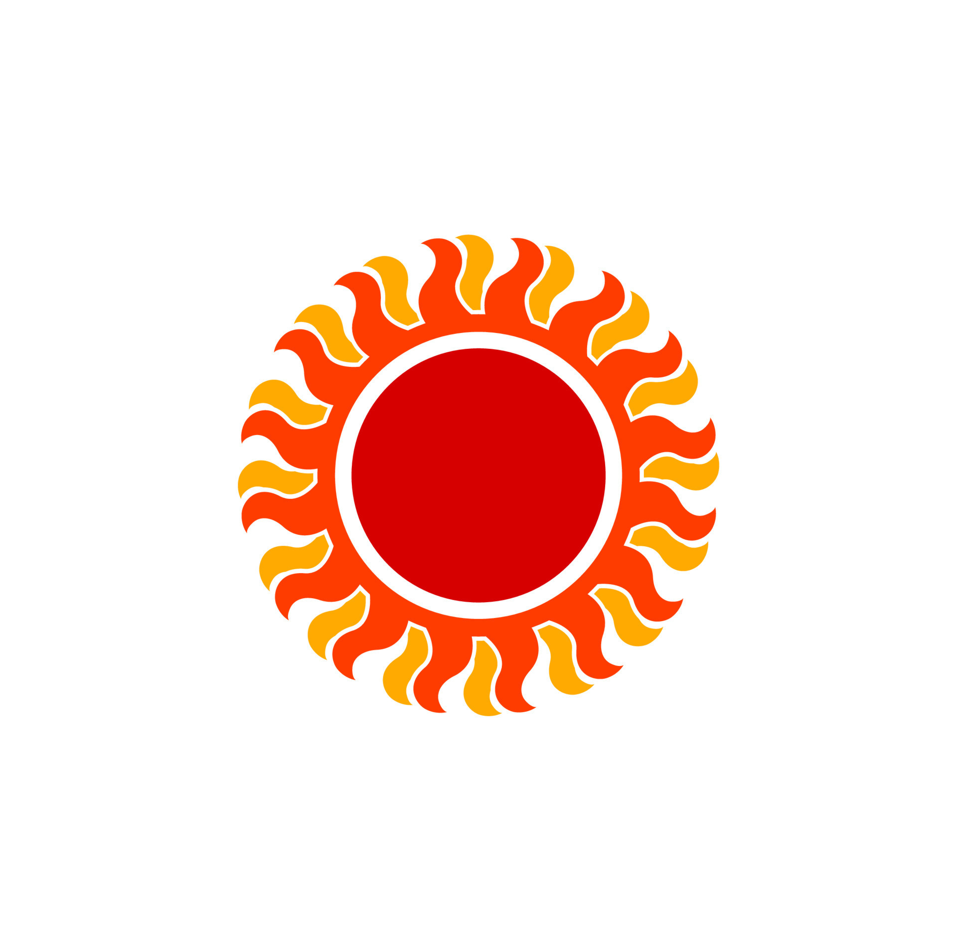 Red sun with orange patels icon. beautiful sun symbol. 20292338 Vector