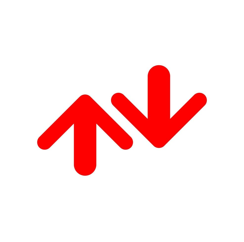 two red arrows up and down icon. Net up going icon. vector