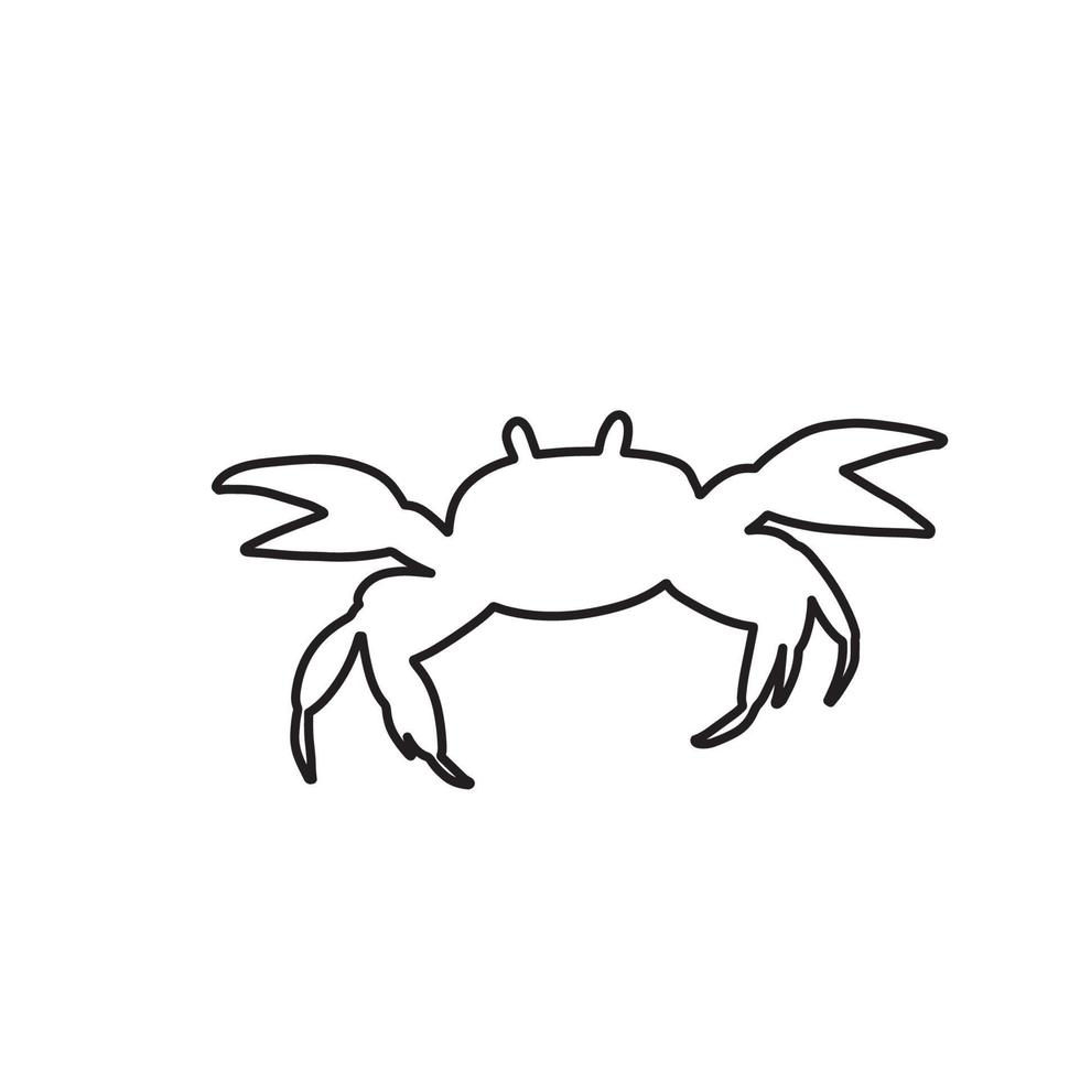 Line silhouette crab on a white background. Vector hand drawn kids illustration. Sea ocean. Underwater world
