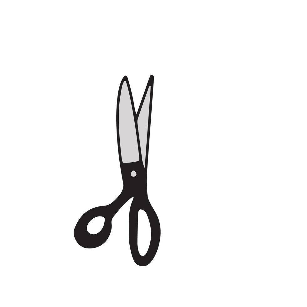 Scissor icon. Hand drawn professional pair of scissors cutting hair or needlework. Craft and scissoring flat creative scissors. Vector illustration