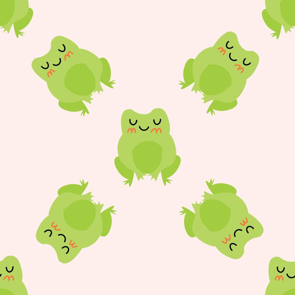 Cute cartoon frog. Enamored green toads. Vector animal characters seamless pattern of amphibian toad drawing.Childish design for baby clothes, bedding, textiles, print, wallpaper.