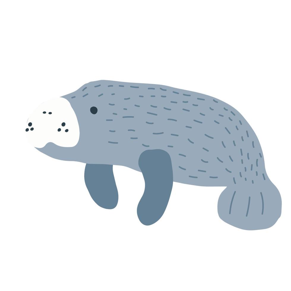 Manatees. Scandinavian style under sea. Save the manatee concept. Character design. Vector illustrations isolated on white background.