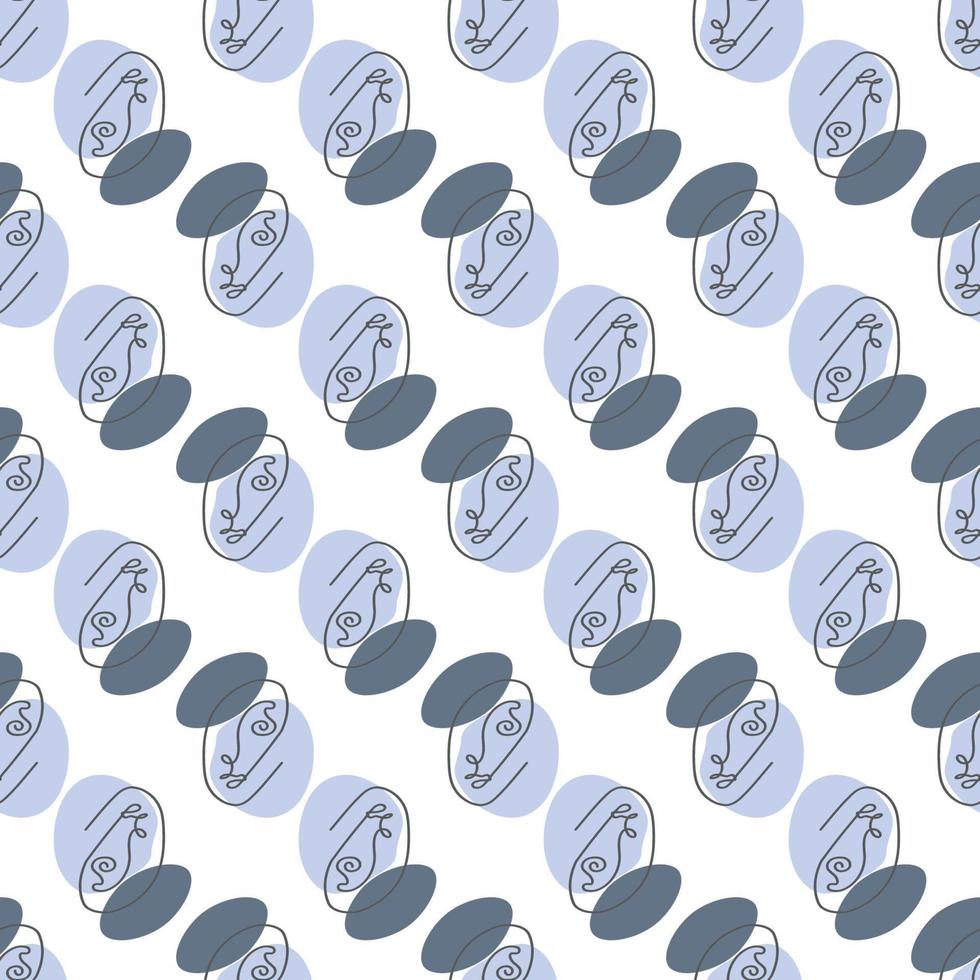 Surreal Faces One Line Seamless Pattern . Abstract Minimalistic Art design for print, cover, wallpaper, Minimal and natural wall art. Vector illustration on white background.