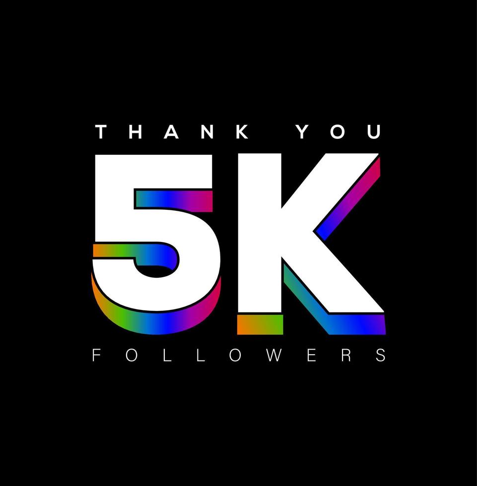 Thank you 5K Followers, Social media post. vector