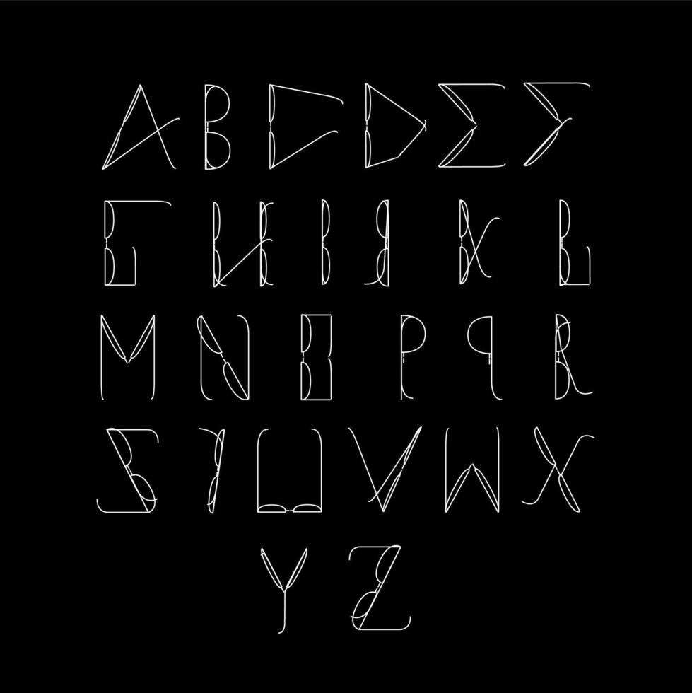A to Z letters created with goggles shape. A to Z letters with spectacles shapes. vector