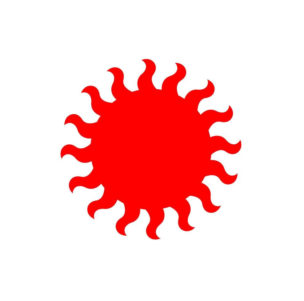 Red sun vector icon on white background.