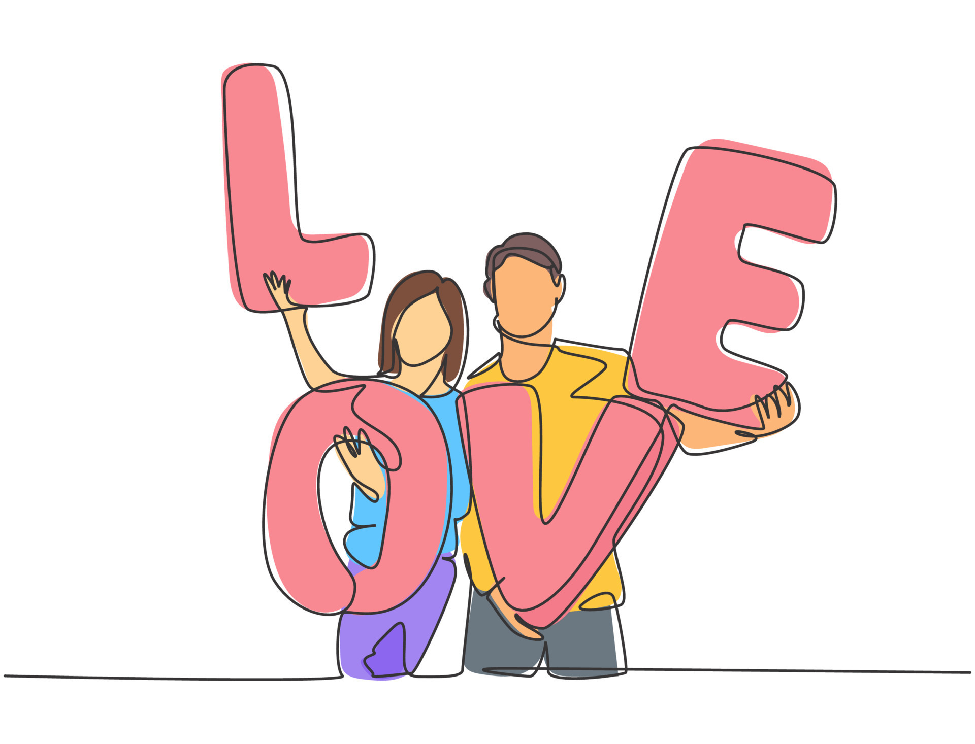 Romantic love concept one single line drawing Vector Image