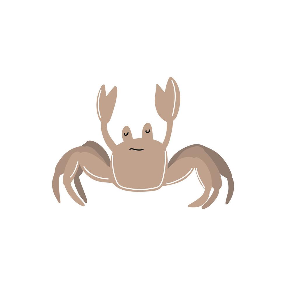 Cute crab in Scandinavian style on a white background. Vector hand drawn kids illustration. Sea ocean. Underwater world