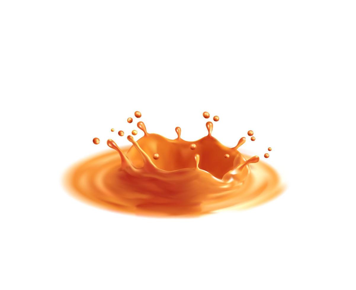 Corona crown caramel sauce splash, liquid candy vector