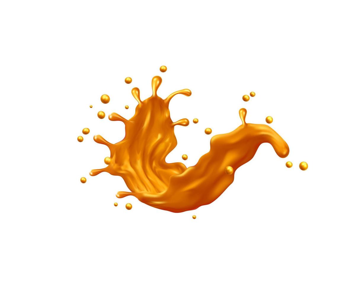 Golden swirl splash with drops, juice or toffee vector