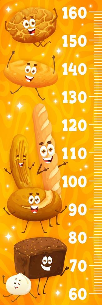 Kids height chart ruler with bread characters vector