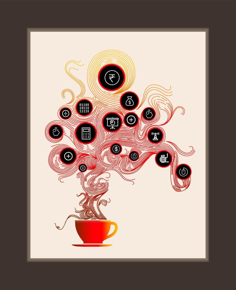 Hot red tea cup Steam illustration vector poster