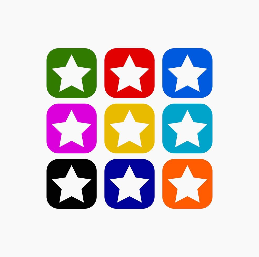 Nine colors stars icons vector