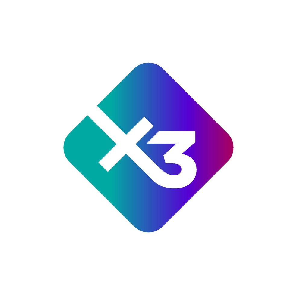 X3 unit icon. X3 monogram with multicolor. vector