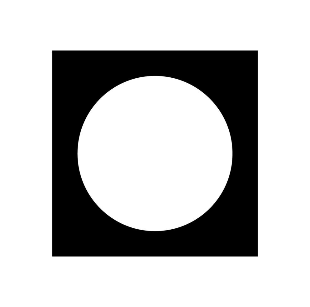 white dot on black square. Round and square icon. vector