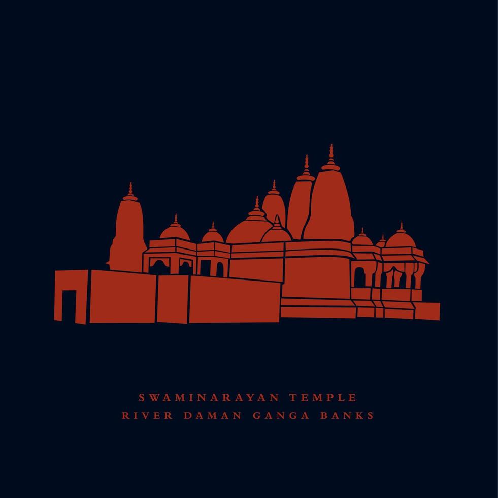 Swaminarayan temple in Daman vector icon. Swaminarayan is a Hindu Lord.